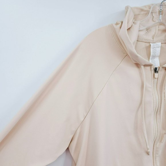 Fabletics Oasis Cropped Hoodie 1X Sand Raglan Sleeve Full Zip Boxy Pockets Plus - Picture 5 of 14